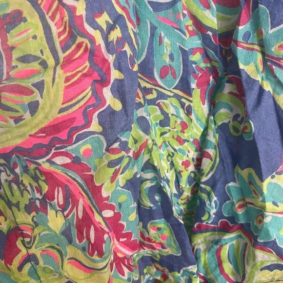 Lily Pulitzer large linen caftan Paisley Print Dress - Picture 2 of 7